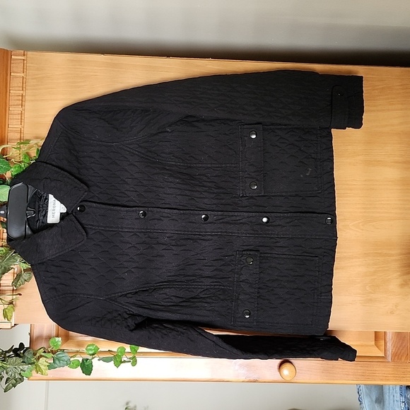Merona black quilted chore jacket zip button closure women's size small - Picture 10 of 12